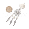 4Pcs 4 Styles Natural Shell & Synthetic Turquoise & Alloy Woven Web/Net with Feather Big Pendants PALLOY-JF03444-2