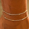 Brass Double Layer Cable Chain Anklets for Women FS-WGB1635-04-1
