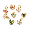 Brass Cubic Zirconia Charms KK-A156-02G-RS-1