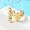 Ion Plating(IP) 304 Stainless Steel Wide Flower Open Cuff Ring for Women X-RJEW-G275-05G-2