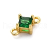 Brass Cubic Zirconia Rhombus Connector Charms KK-F894-12G-02-2