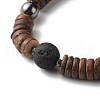 Natural Coconut Rondelle Beads Stretch Bracelets Set for Men Women BJEW-JB06771-5