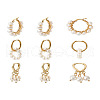 Kissitty 3 Pairs 3 Style Natural Pearl Beaded Hoop Earrings for Girl Women EJEW-KS0001-02-18
