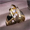 Horse Eye & Flat Round & Triangle Alloy with Crystal Rhinestone Finger Rings FS-WG6BE3E-03-2