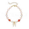 Natural Striped Agate & Quartz Crystal & Shell Pearl Round Beads Stretch Bracelets BJEW-JB11916-01-2