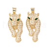 Brass Micro Pave Green Cubic Zirconia Pendants KK-E005-36G-1