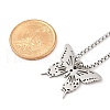201 Stainless Steel Laser Cut Butterfly Pendant Box Chain Necklaces for Women NJEW-Q004-03P-5