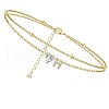 Heart & Letter Brass Crystal Rhinestone Charm Double Layer Anklets FS-WG6749C-08-1