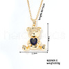 Cute Bear Heart Brass Capri Blue Rhinestone Pendant Necklaces for Women BF5088-5-1