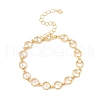 Clear Cubic Zirconia Open Ring Link Chains Bracelet BJEW-I301-10G-1