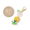 Flower Glass Pearl & Seed Beads Pendant Decorations HJEW-MZ00274-03-3