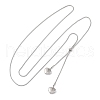 304 Stainless Steel Heart Round Snake Chain Slider Lariat Necklaces NJEW-R026-26P-4