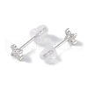 Rhodium Plated Clover 999 Fine Silver Cubic Zirconia Stud Earrings for Women EJEW-S215-16P-3