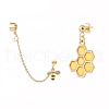 Bee and Honeycomb Alloy Asymmetrical Earrings with Enamel EJEW-JE04887-1