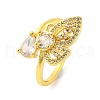 Butterfly Cubic Zirconia & Glass Open Cuff Ring RJEW-U003-01G-1