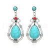 Bohemian Fringed Synthetic Turquoise Dangle Earrings LN9016-1-1