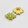 Golden Tone Alloy Rhinestone Enamel Flower Links connectors ENAM-J473-09G-1