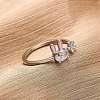 Brass Micro Pave Cubic Zirconia Open Cuff Rings for Women RJEW-U058-05P-1