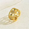 Brass Micro Pave Cubic Zirconia Cuff Rings for Women BT9410-1