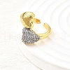Brass Micro Pave Cubic Zirconia Cuff Rings for Women RJEW-F184-04GP-3