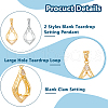 2Pcs 2 Colors Brass Pendants Cabochon Settings FIND-HS0001-14-4
