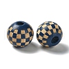 Wood Laser Engraved Tartan Beads WOOD-I011-01B-06-1