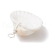 Natural Ark Shell Copper Wire Wrapped Pendants PALLOY-JF02678-02-4
