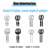 FIBLOOM 16Pcs 8 Style 304 & 201 Stainless Steel Dangle Hoop Earrings with Stainless Steel Pins EJEW-FI0002-92-2