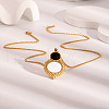 Elegant Stainless Steel White Shell Oval Stud Earrings & Pendant Necklaces Sets for Women XO8375-1-4