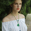 Olycraft 4Pcs 4 Styles Glass Pendant Necklaces NJEW-OC0001-04A-6