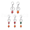 Dyed Natural Wood Round Beaded Keychain KEYC-JKC00930-1