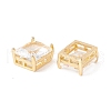 Rack Plating Brass Glass Multi-strand Links ZIRC-I057-30G-01-2