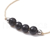 3Pcs 3 Style Natural Obsidian Braided Bead Bracelets Set BJEW-JB09334-03-4