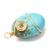 7Pcs Natural Mixed Gemstone Copper Wire Wrapped Pendants PALLOY-JF02142-3