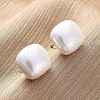 Square Brass & Plastic Stud Earrings for Women EJEW-G425-01G-02-2