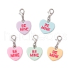 Heart with Word Be Mine Resin Pendant Decorations HJEW-JM03111-2