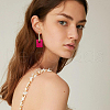FIBLOOM 3 Pairs 3 Colors Rectangle Resin Hoop Earrings for Women EJEW-FI0002-64-7