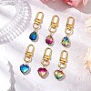 6Pcs 6 Styles Heart/Teardrop K9 Glass Imitation Tourmaline Pendants Decoration HJEW-JM03011-2