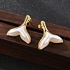 201 Stainless Steel Mermaid Tail Stud Earrings EJEW-P304-01G-2