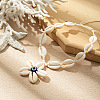 Summer Beach Natural Cowrie Shell Flower with Blue Resin Evil Eye Pendant Adjustable Necklaces for Women FS-WG177B0-02-2
