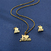 Word I Love Jesus 304 Stainless Steel Pendant Necklaces & Stud Earrings Sets FS-WGBBC94-01-2