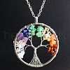 Natural Stone Chip Tree Of Life Chakra Pendant Necklaces FS-WG982AE-02-1