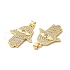 Rack Plating Brass Micro Pave Cubic Zirconia Pendants KK-B068-07G-3