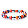 Synthetic Malachite & Evil Eye Round Beaded Stretch Bracelets for Men EH2427-1-1