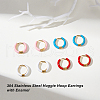 DICOSMETIC 4 Pairs Two Tone 304 Stainless Steel Chunky Huggie Hoop Earrings with Enamel for Women EJEW-DC0001-37-5
