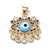 Lampwork Evil Eye Pendants with Colorful Cubic Zirconia ZIRC-L102-13G-05-2