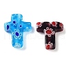 (Defective Closeout Sale: Some Broken) Cross Handmade Millefiori Glass Beads Strands LK-XCP0001-03-2