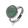 Half Round Natural Green Aventurine Finger Rings X-RJEW-M062-01P-21-2