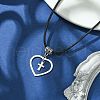 304 Stainless Steel Tiny Cross & 201 Stainless Steel Heart Pendant Necklaces NJEW-JN04556-2