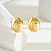 Stylish Oval with Cross Pattern Stainless Steel Stud Earrings EK8654-4